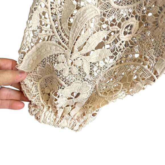 NWT Boston Proper Sheer Lace Belted Button Front Dress Women's 8 Beige - Picture 4 of 14